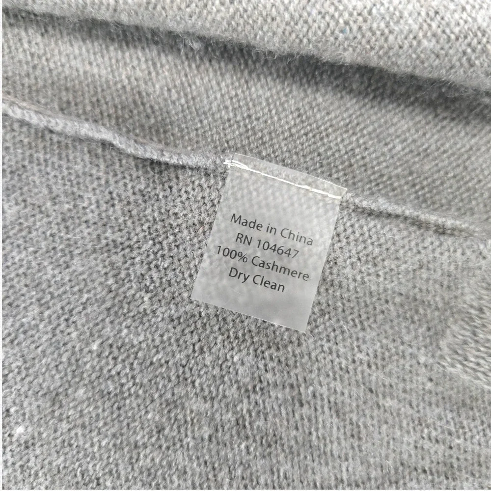 Kinross 100% Cashmere Gray Open Front Cardigan Sweater Large Pockets Luxe Soft